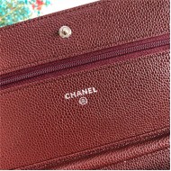 Chanel Wallet on Chain Grained Calfskin Burgundy Silver Metal B