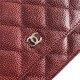 Chanel Wallet on Chain Grained Calfskin Burgundy Silver Metal B