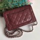 Chanel Wallet on Chain Grained Calfskin Burgundy Silver Metal B