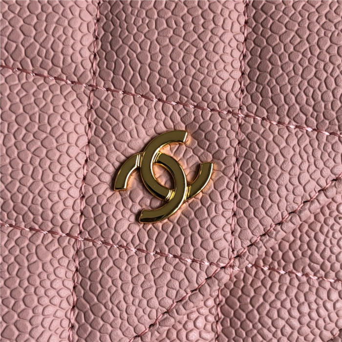 Chanel Wallet on Chain Grained Calfskin Pink Gold Metal B