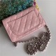 Chanel Wallet on Chain Grained Calfskin Pink Silver Metal B