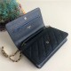 Chanel Wallet on Chain Grained Calfskin Navy Gold Metal B