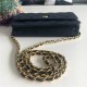 Chanel Wallet on Chain Grained Calfskin Navy Gold Metal B