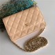 Chanel Wallet on Chain Grained Calfskin Beige Gold Metal B