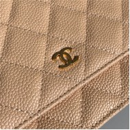 Chanel Wallet on Chain Grained Calfskin Beige Gold Metal B