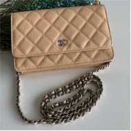 Chanel Wallet on Chain Grained Calfskin Beige Silver Metal B