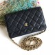 Chanel Wallet on Chain Grained Calfskin Black Gold Metal B