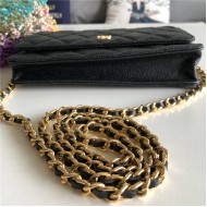 Chanel Wallet on Chain Grained Calfskin Black Gold Metal B