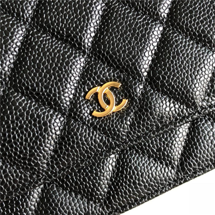 Chanel Wallet on Chain Grained Calfskin Black Gold Metal B