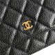 Classic Wallet on Chain A33814 Grained Calfskin Black Gold Metal B