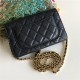 Chanel Wallet on Chain Grained Calfskin Black Gold Metal B