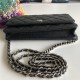 Classic Wallet on Chain A33814 Grained Calfskin Black Silver Metal B