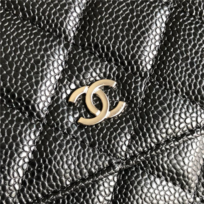 Chanel Wallet on Chain Grained Calfskin Black Silver Metal B