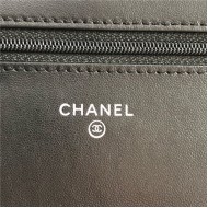 Chanel Wallet on Chain Lambskin Black Silver Metal B