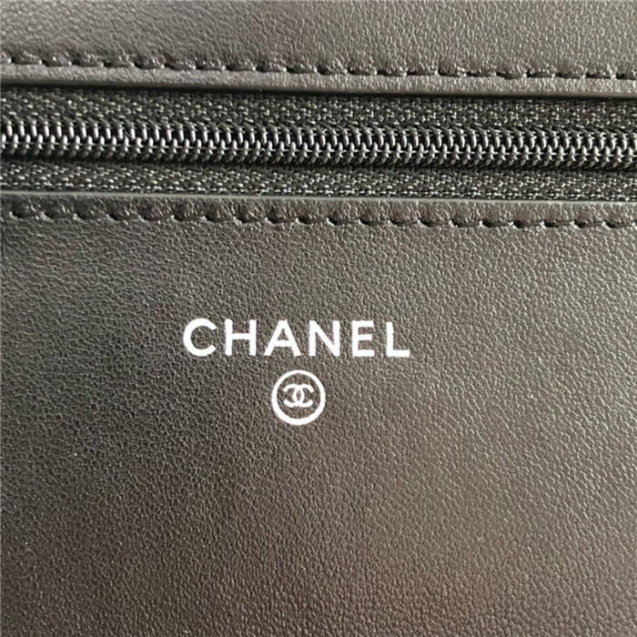 Chanel Wallet on Chain Lambskin Black Silver Metal B