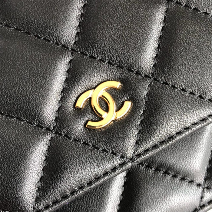 Chanel Wallet on Chain Lambskin Black Gold Metal B