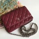 Chanel Wallet on Chain Lambskin Burgundy Silver Metal B