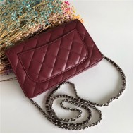 Classic Wallet on Chain A33814 Lambskin Burgundy Silver Metal B