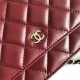 Chanel Wallet on Chain Lambskin Burgundy Silver Metal B