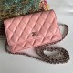 Chanel Wallet on Chain Lambskin Pink Silver Metal B