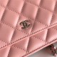 Classic Wallet on Chain A33814 Lambskin Pink Silver Metal B