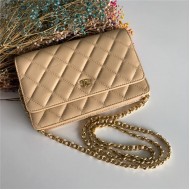 Chanel Wallet on Chain Lambskin Beige Gold Metal B