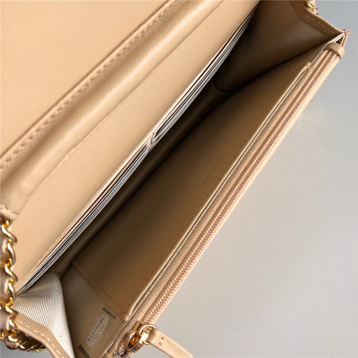 Chanel Wallet on Chain Lambskin Beige Gold Metal B