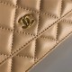 Classic Wallet on Chain A33814 Lambskin Beige Gold Metal B