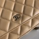 Classic Wallet on Chain A33814 Lambskin Beige Silver Metal B