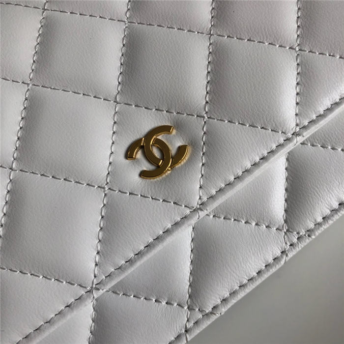 Chanel Wallet on Chain Lambskin White Gold Metal B