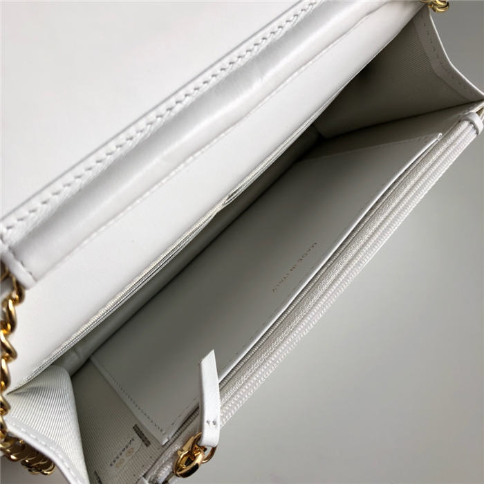 Classic Wallet on Chain A33814 Lambskin White Gold Metal B