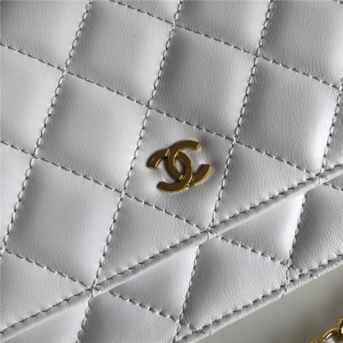 Chanel Wallet on Chain Lambskin White Gold Metal B