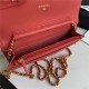 Chanel Wallet on Chain Lambskin, Zirconium & Gold-Tone Metal Red A