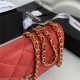 Chanel Wallet on Chain Lambskin, Zirconium & Gold-Tone Metal Red A