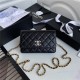 Chanel Wallet on Chain Lambskin, Zirconium & Gold-Tone Metal Black A