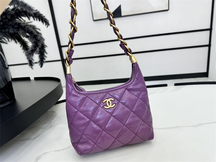 Chanel SMALL HOBO BAG AS4922 Shiny Lambskin & Gold Metal A