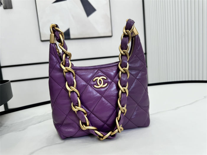 Chanel SMALL HOBO BAG AS4922 Shiny Lambskin & Gold Metal A