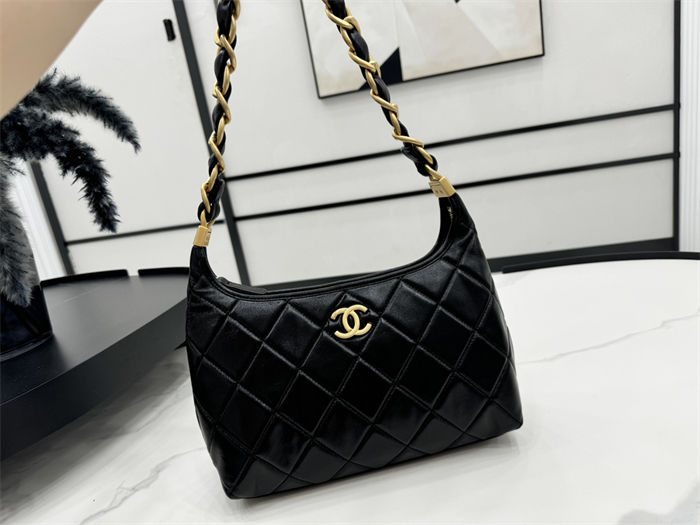 Chanel Hobo Handbag AS4912 Shiny Lambskin & Gold Metal A