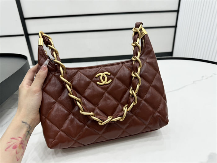 Chanel Hobo Handbag AS4912 Shiny Lambskin & Gold Metal A