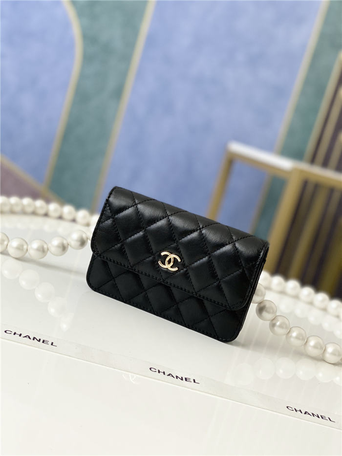 Chanel Wallet on Chain Imitation Pearls Black High