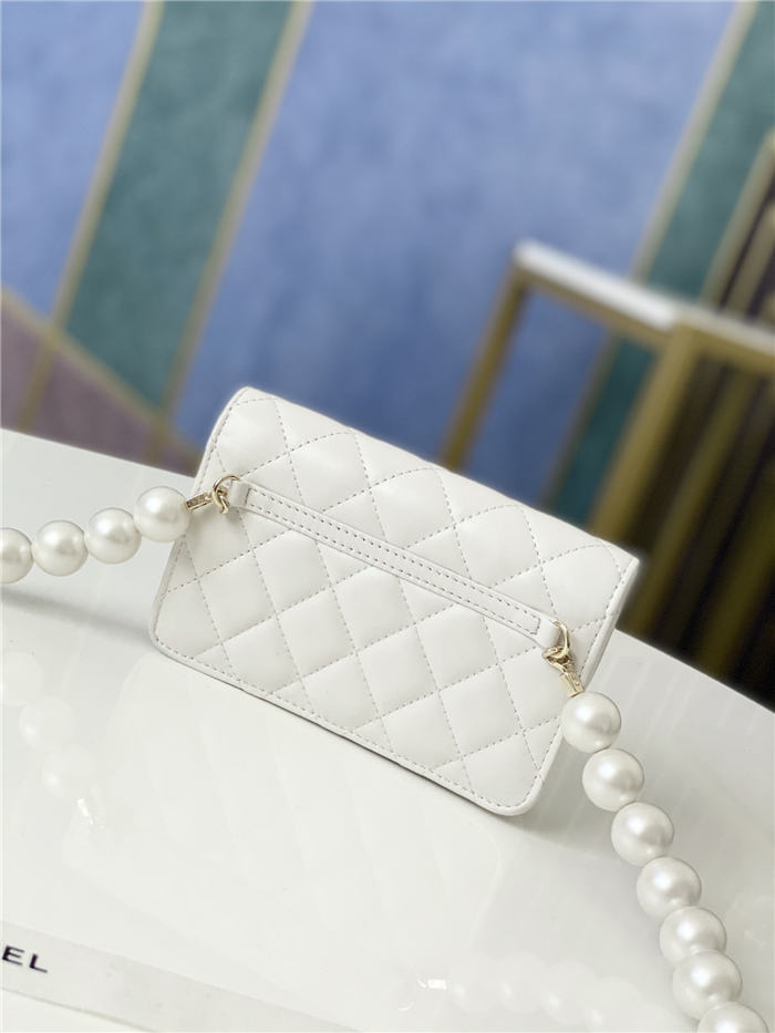 Chanel Wallet on Chain Imitation Pearls White High