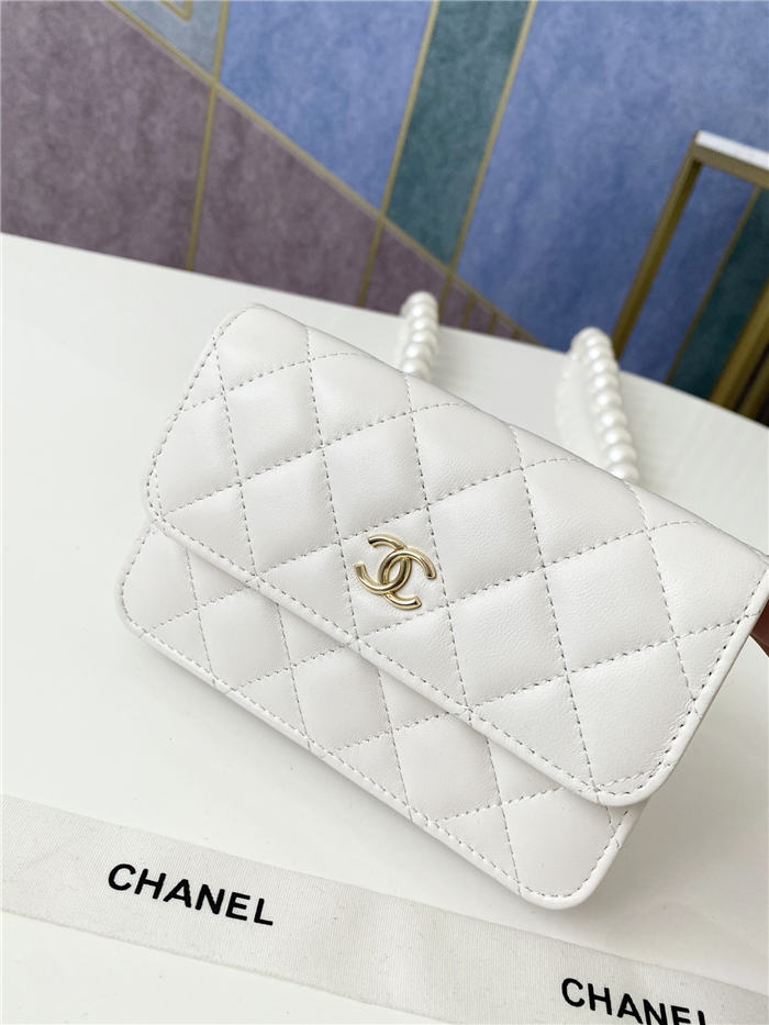 Chanel Wallet on Chain Imitation Pearls White High