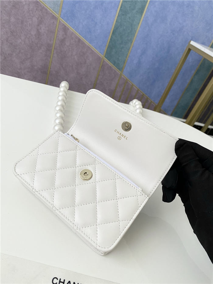 Chanel Wallet on Chain Imitation Pearls White High