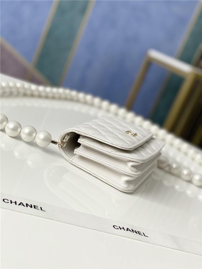 Chanel Wallet on Chain Imitation Pearls White High