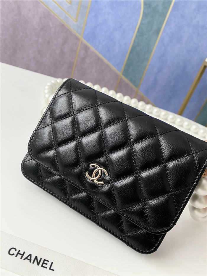 Chanel Wallet on Chain Imitation Pearls Black High