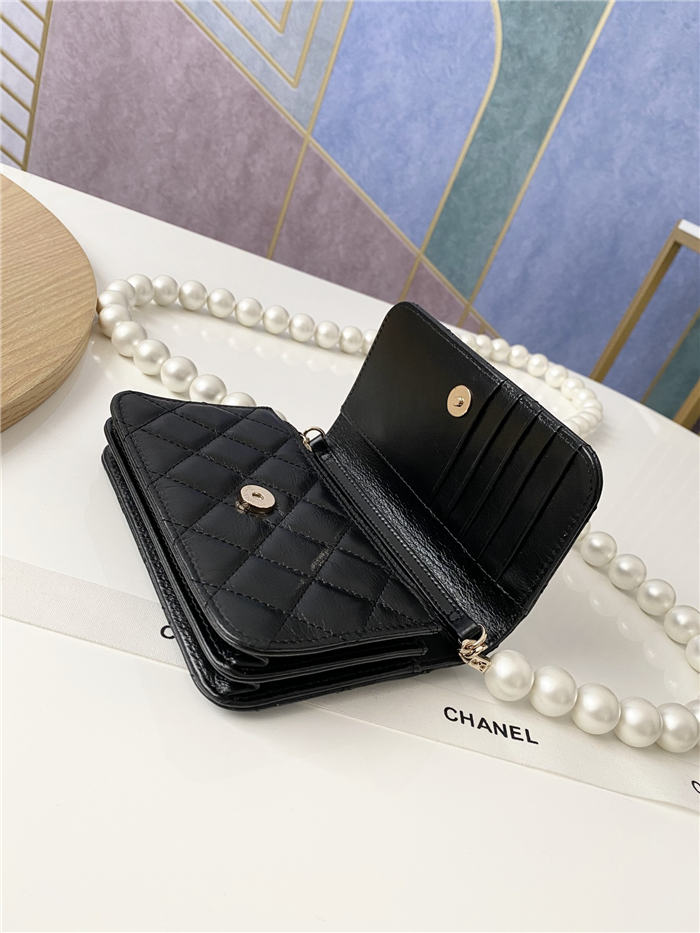 Chanel Wallet on Chain Imitation Pearls Black High