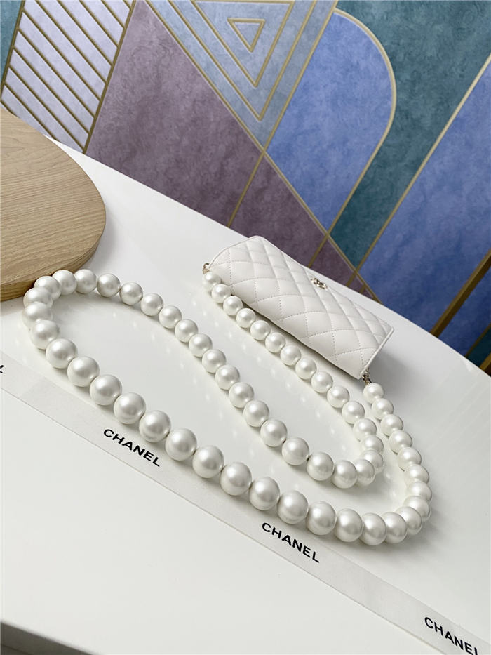 Chanel Wallet on Chain Imitation Pearls White High