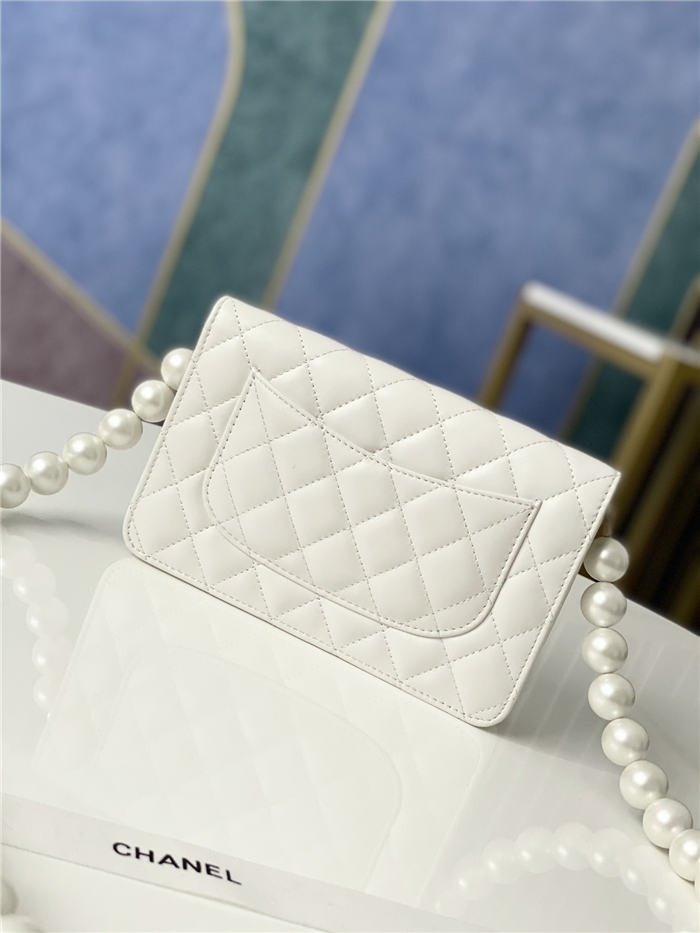 Chanel Wallet on Chain Imitation Pearls White High