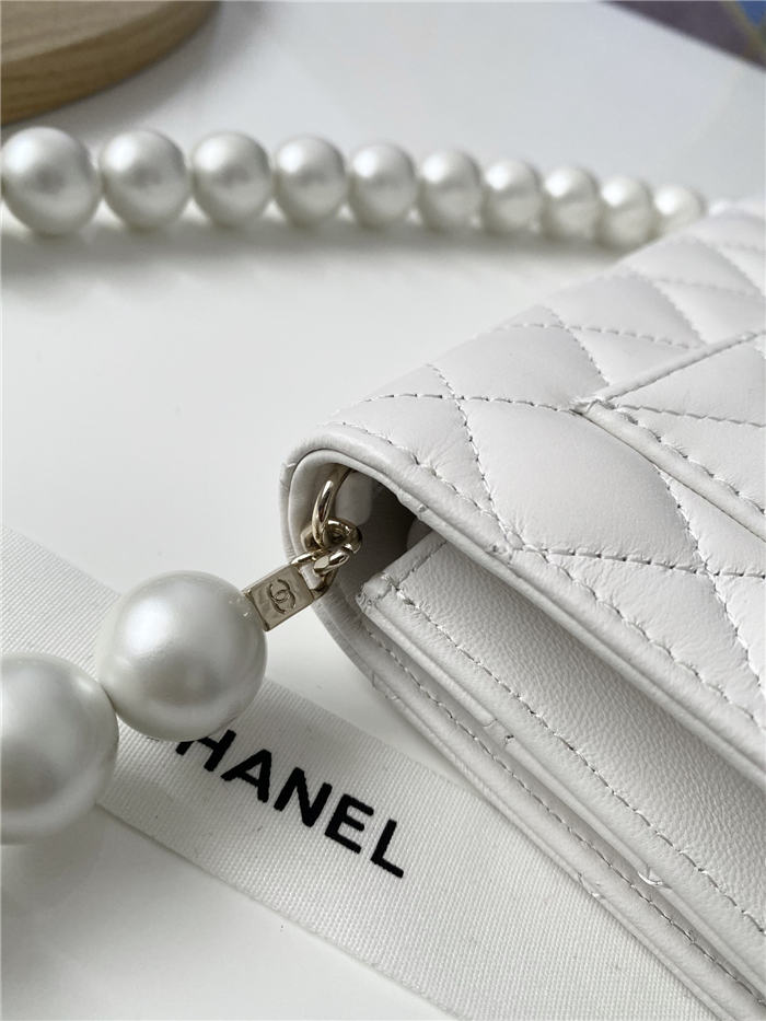 Chanel Wallet on Chain Imitation Pearls White High