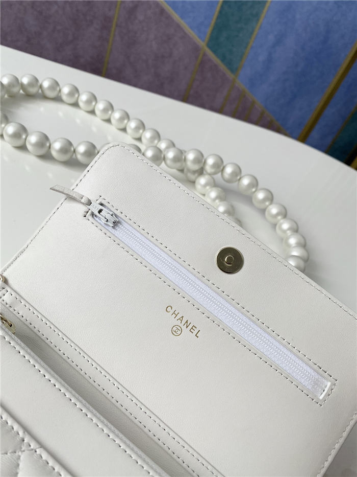 Chanel Wallet on Chain Imitation Pearls White High